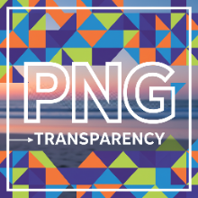 The letters PNG with a transparent background effect over a colorful pattern.